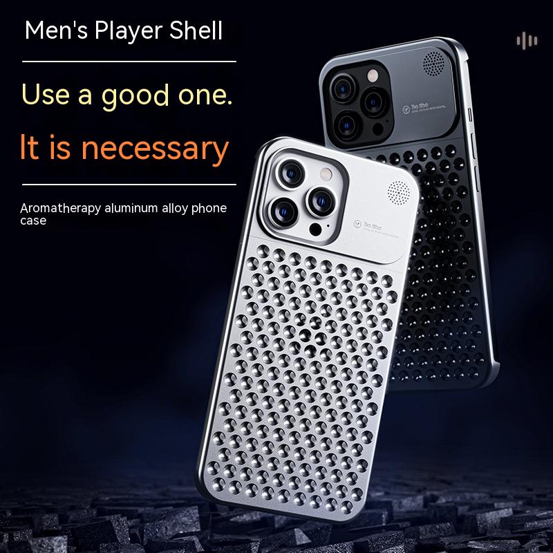 Aluminum Alloy Phone Case For 14 13 Pro Max Plus Hollow Heat Dissipation Anti-fall Full