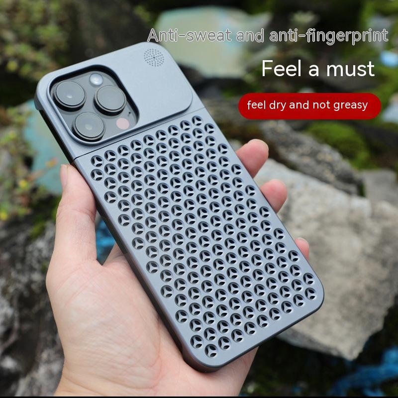 Aluminum Alloy Phone Case For 14 13 Pro Max Plus Hollow Heat Dissipation Anti-fall Full