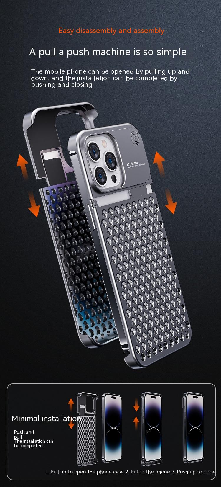 Aluminum Alloy Phone Case For 14 13 Pro Max Plus Hollow Heat Dissipation Anti-fall Full