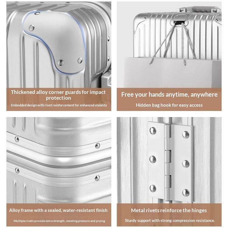 Aluminum-magnesium Alloy Combination Lock Women's Rolling Suitcase