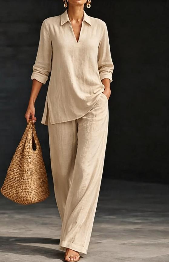 Amazon AliExpress 2026 Fall Winter New V-neck Solid Color Long Sleeve T-shirt And Pants