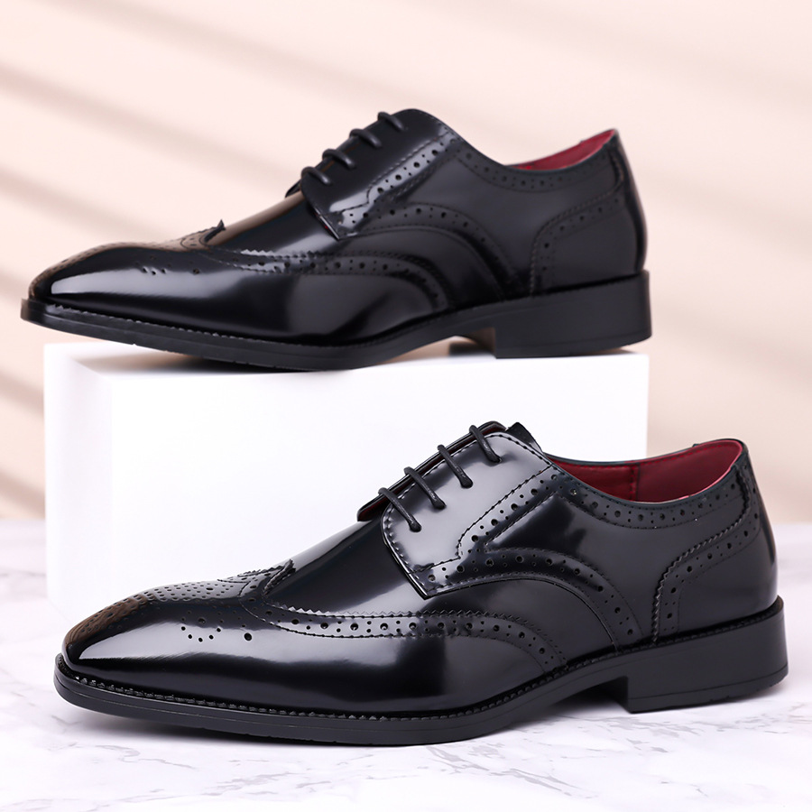 Amazon And AliExpress Men's British-style Leather Shoes, Business Formal Pointed-toe