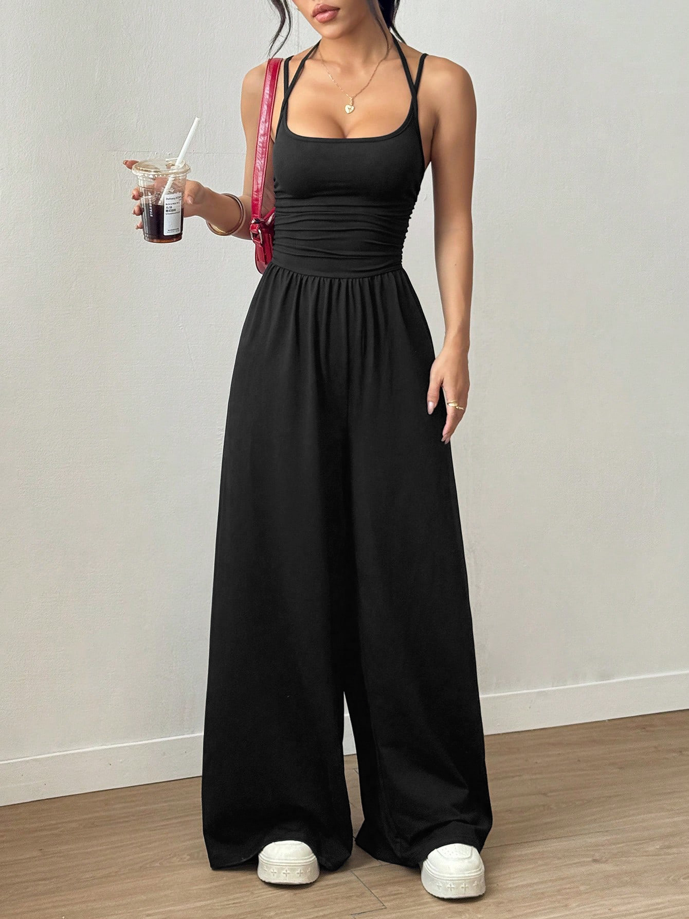 Amazon European And American New Style Women's Casual Summer Wide-Leg Loose Strapless
