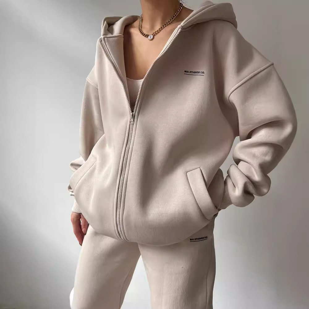 Amazon European And American Women's Long-sleeved Fleece-lined Sweater Trousers Casual