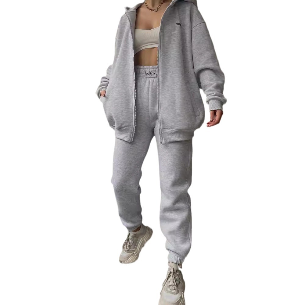 Amazon European And American Women's Long-sleeved Fleece-lined Sweater Trousers Casual