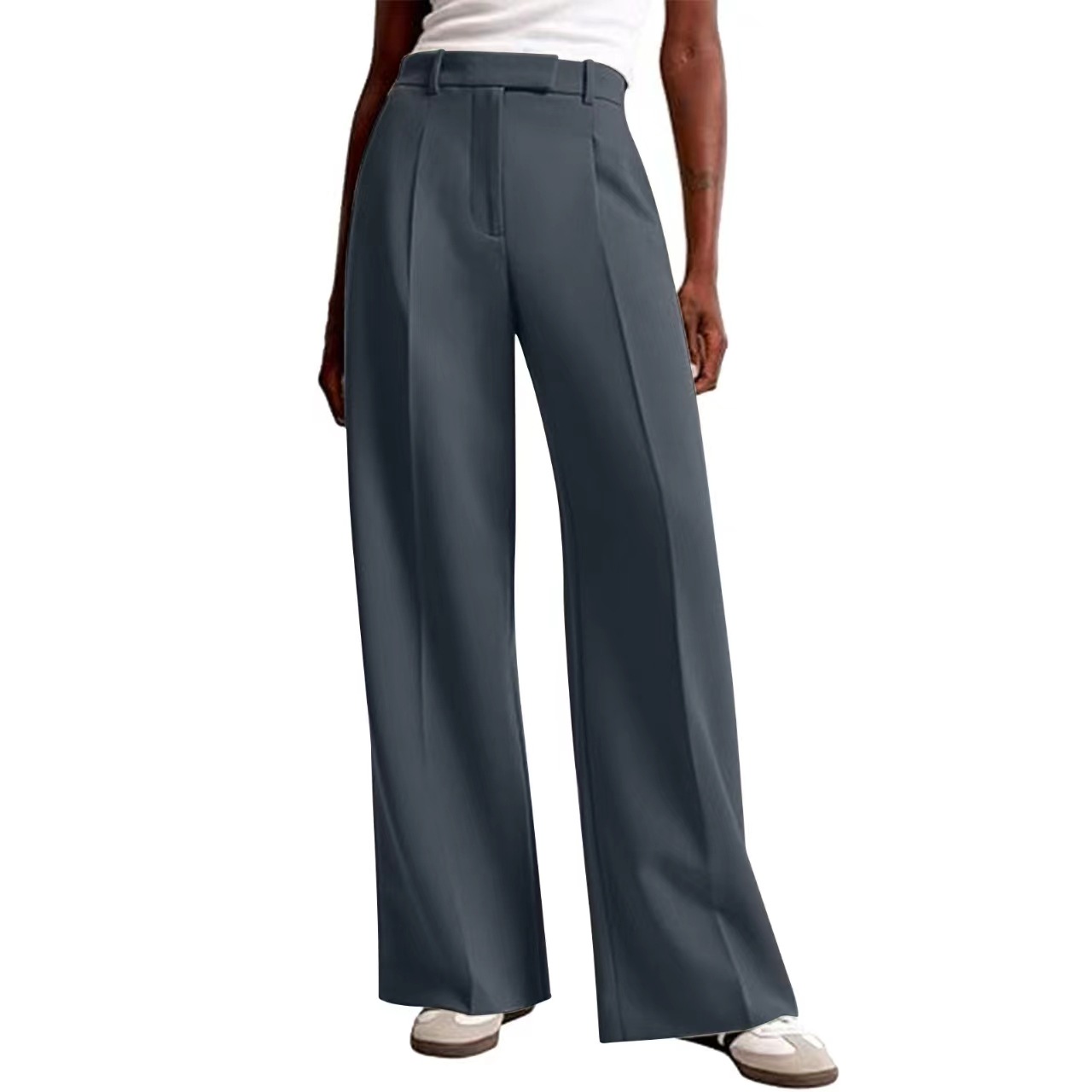 Amazon High Waist Drape Solid Color Wide Leg Pants Foreign Trade Europe And The United
