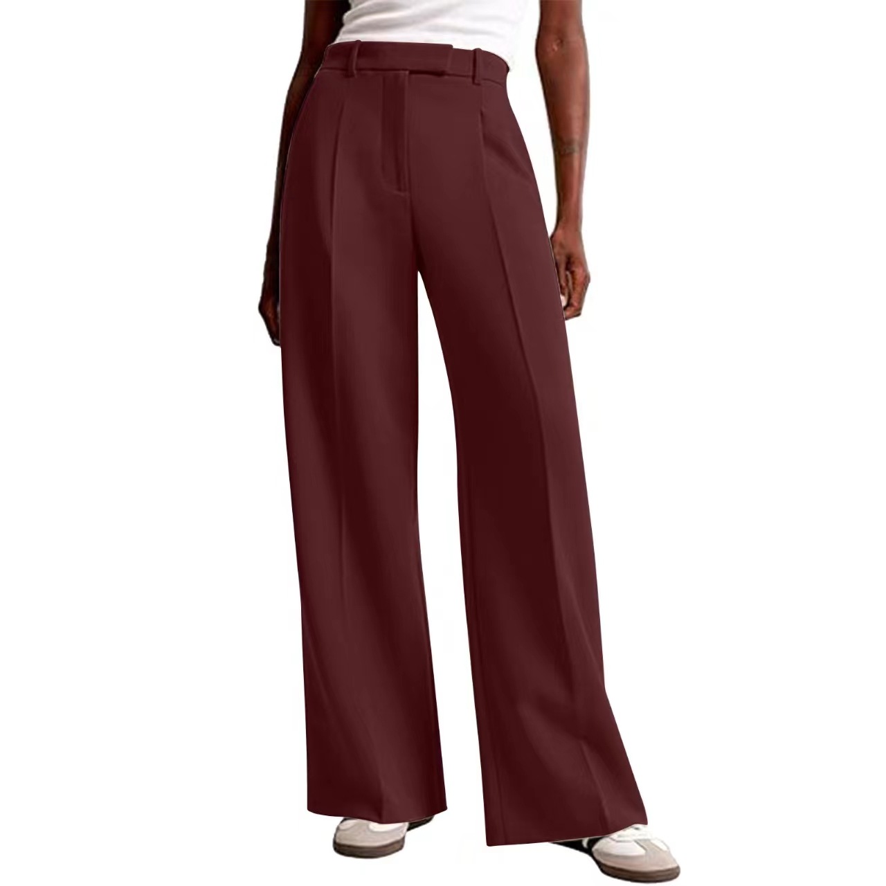 Amazon High Waist Drape Solid Color Wide Leg Pants Foreign Trade Europe And The United