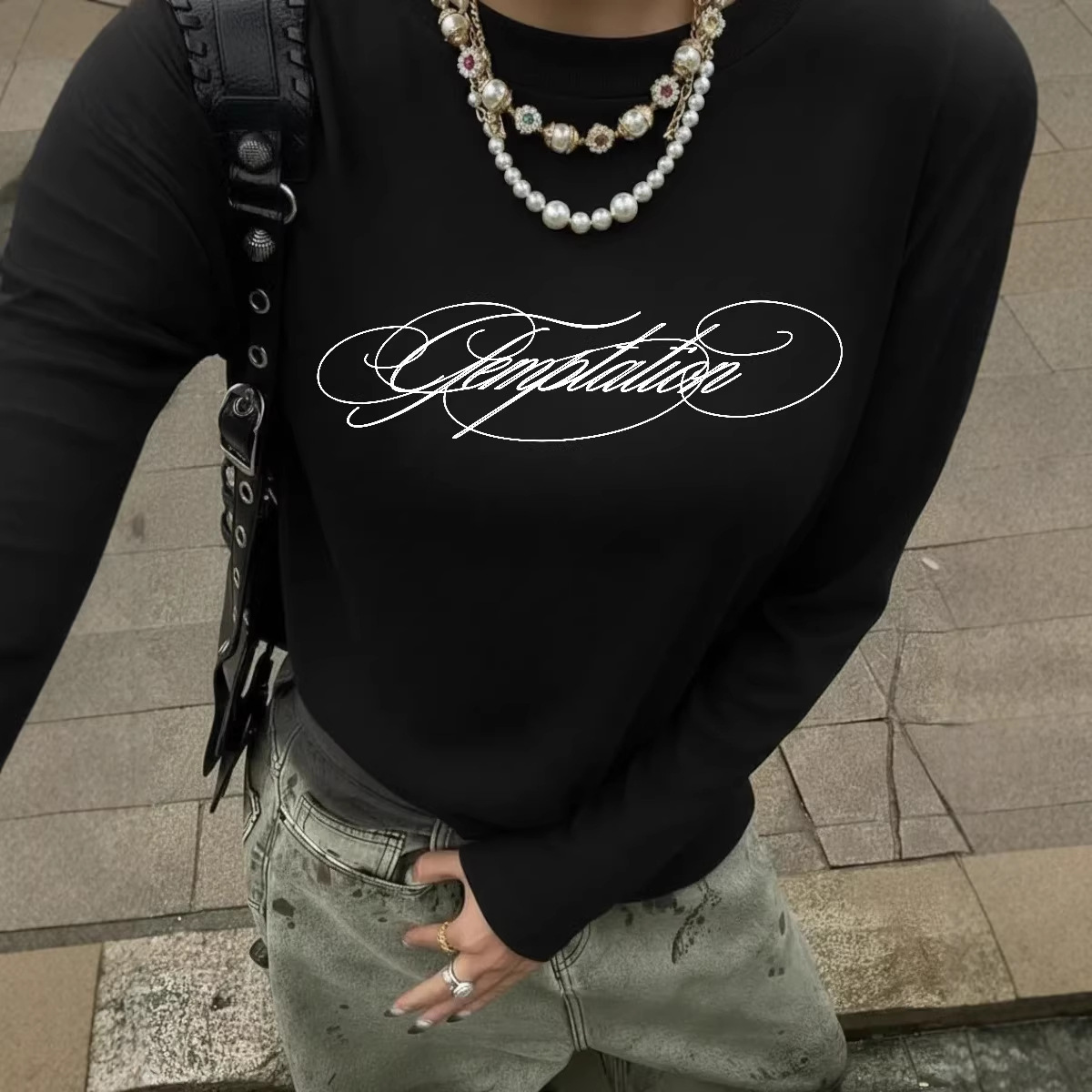 American-style Trendy Long-sleeve T-shirt Unisex Fallwinter Printed Top
