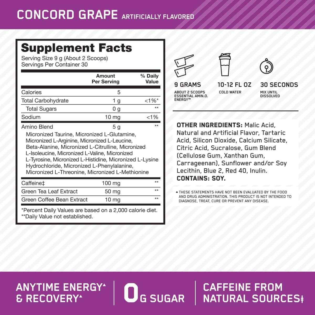 Amino Acid Energy Powder Greenteacoffee Grape Seed Extraction