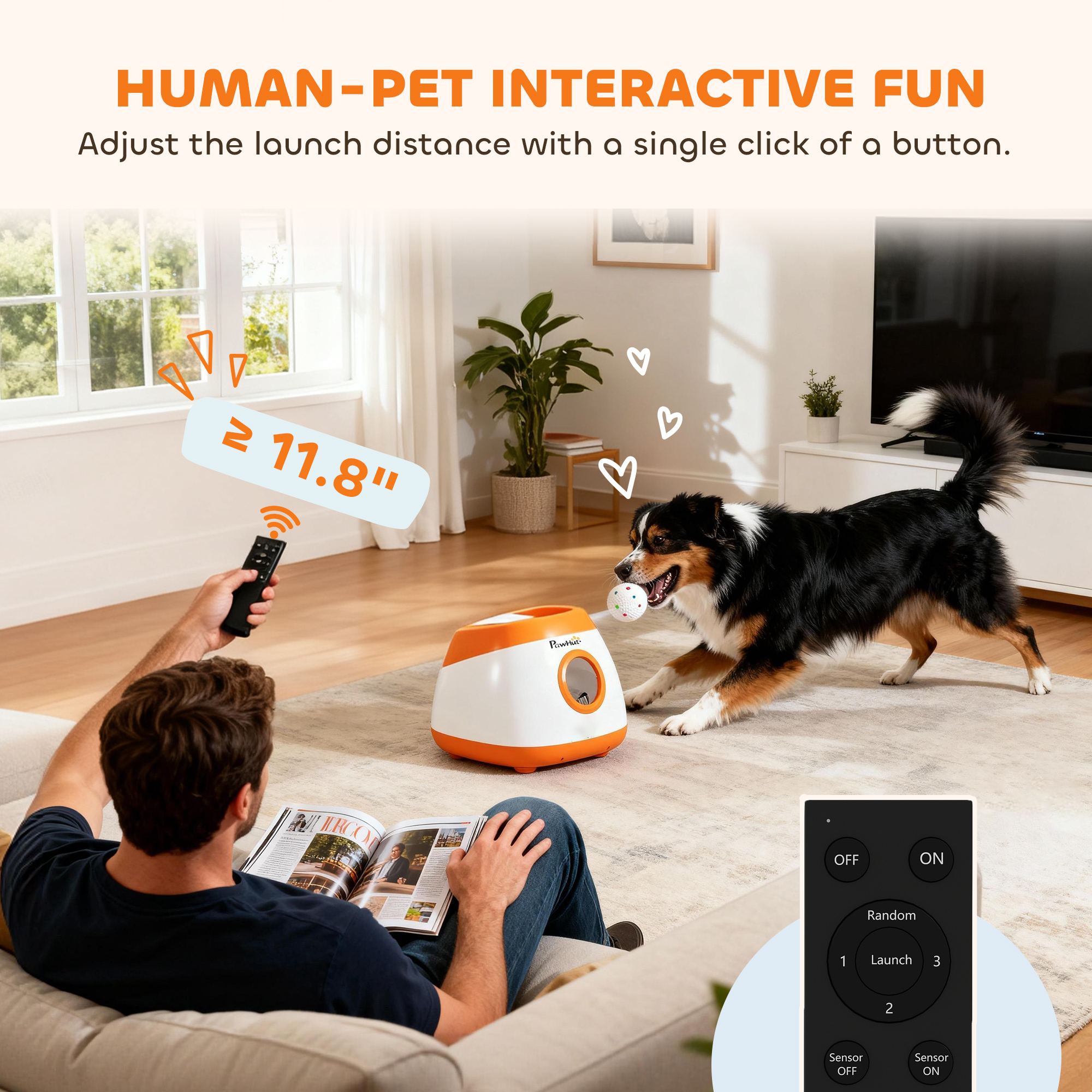 Automatic Dog Ball Launcher with 26-80 FT Distance, Automatic Ball Launcher for Medium and