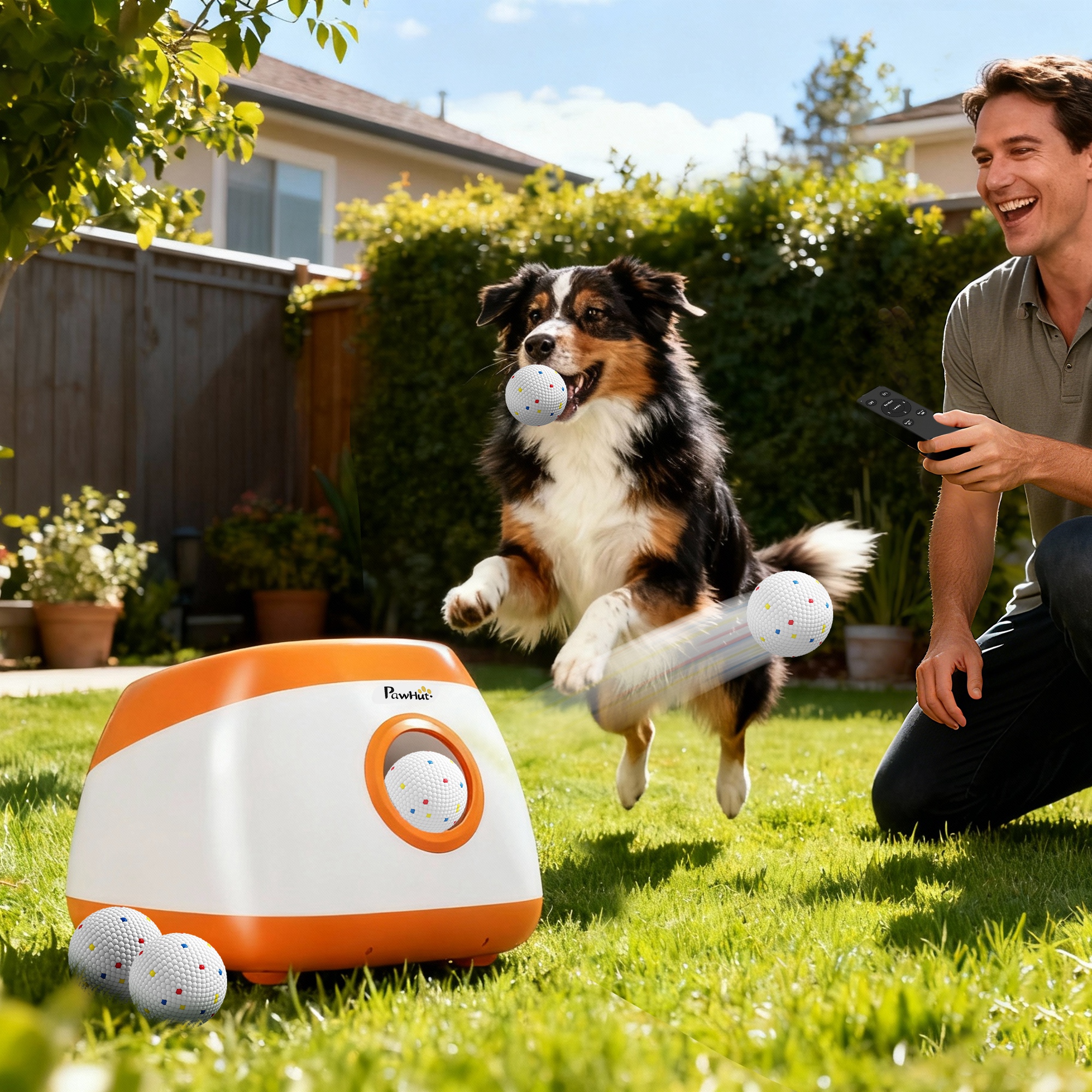 Automatic Dog Ball Launcher with 26-80 FT Distance, Automatic Ball Launcher for Medium and