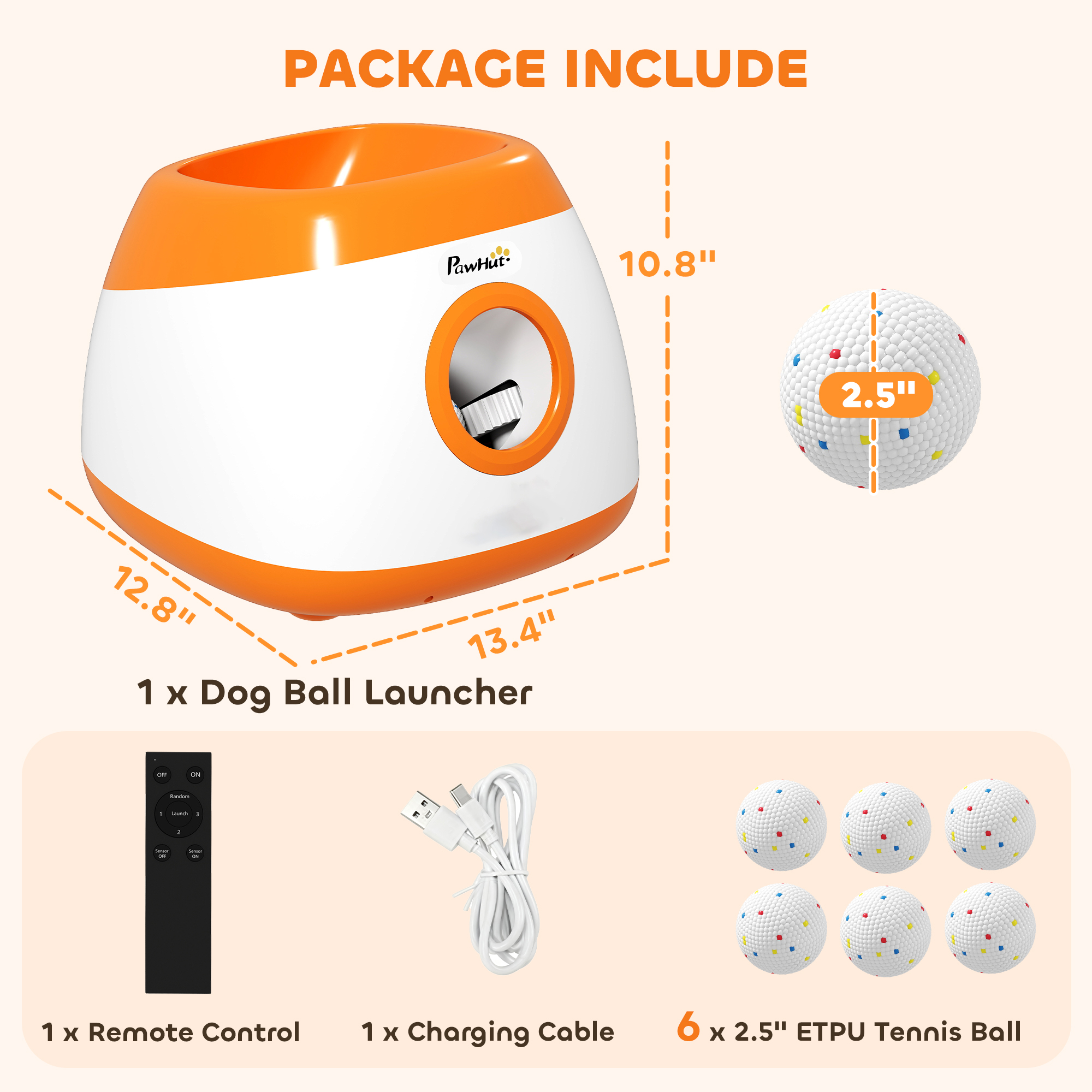 Automatic Dog Ball Launcher with 26-80 FT Distance, Automatic Ball Launcher for Medium and