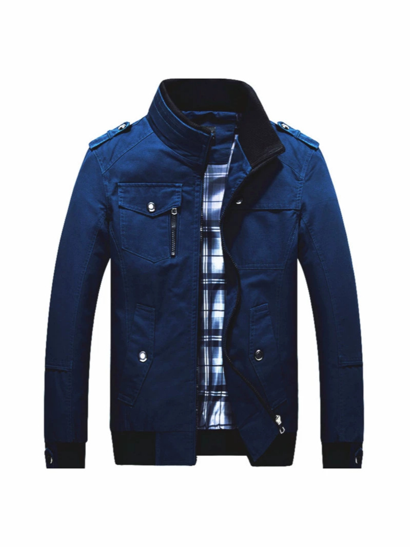 Autumn And Winter Thin Casual Brown Youth Side Seam Pocket Zipper Slim Fit Cotton Genuine