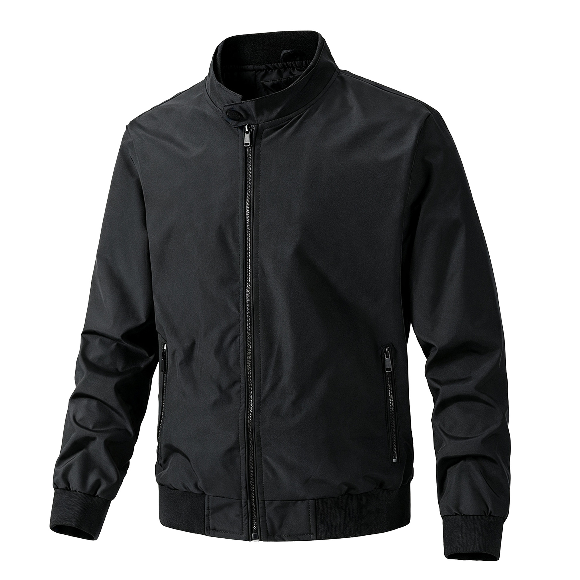 Autumn Men's Jacket, Thin Large Size Solid Color Zip-up Jacket, Sports Casual Men's