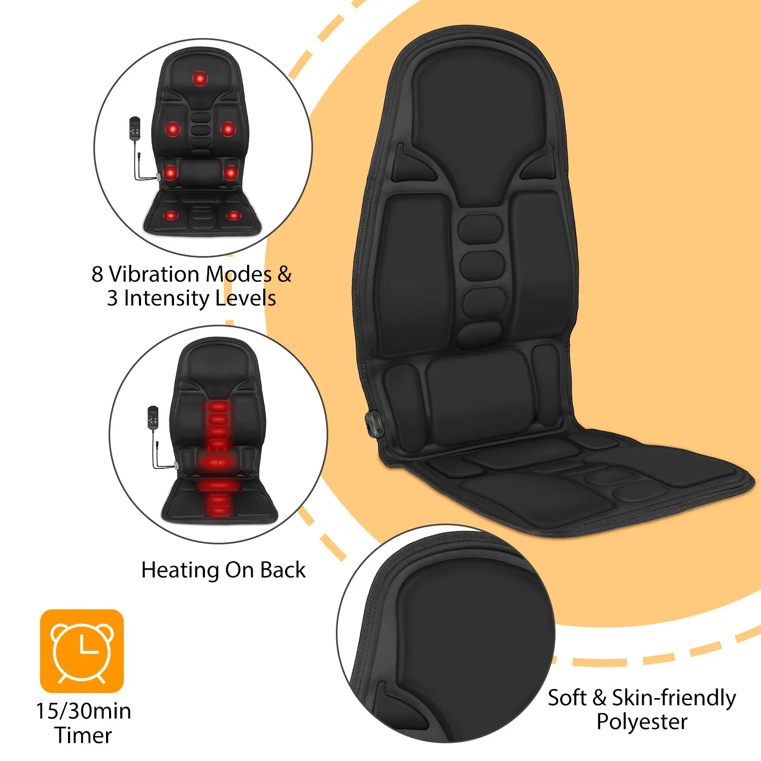 Back Massager Cushion Electric Massage Car Seat Cushion Chair Pad with Heating Function 8