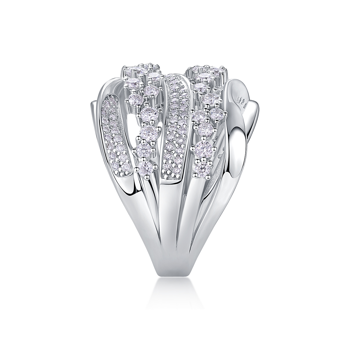 Blossoming All The Way - A Wedding Ring Set With Top-quality Moissanite, Silver And