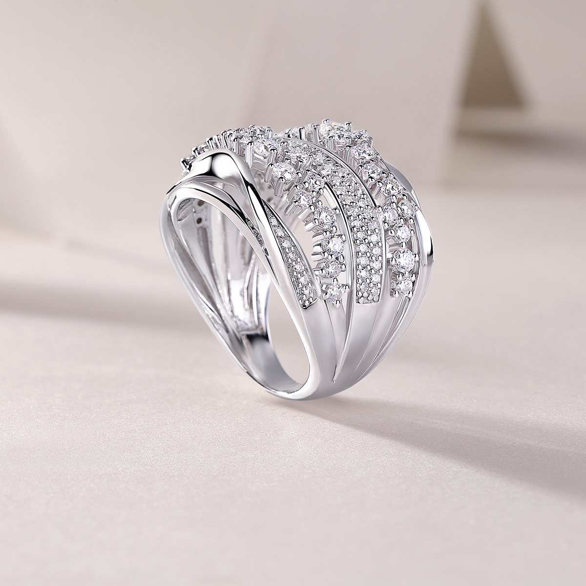 Blossoming All The Way - A Wedding Ring Set With Top-quality Moissanite, Silver And