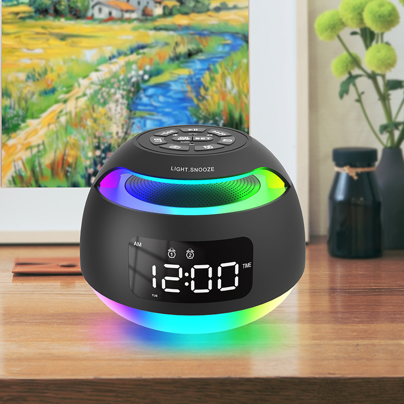 Bluetooth-Lautsprecher, LED-Radiowecker, bunter elektronischer Desktop-Wecker