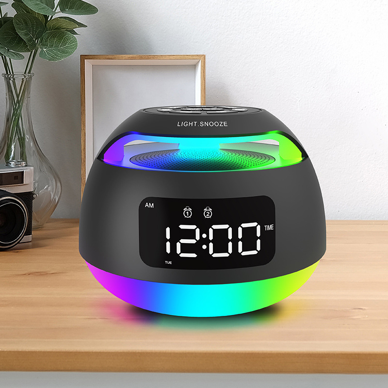 Bluetooth-Lautsprecher, LED-Radiowecker, bunter elektronischer Desktop-Wecker