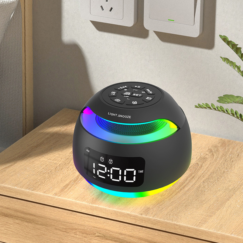 Bluetooth-Lautsprecher, LED-Radiowecker, bunter elektronischer Desktop-Wecker