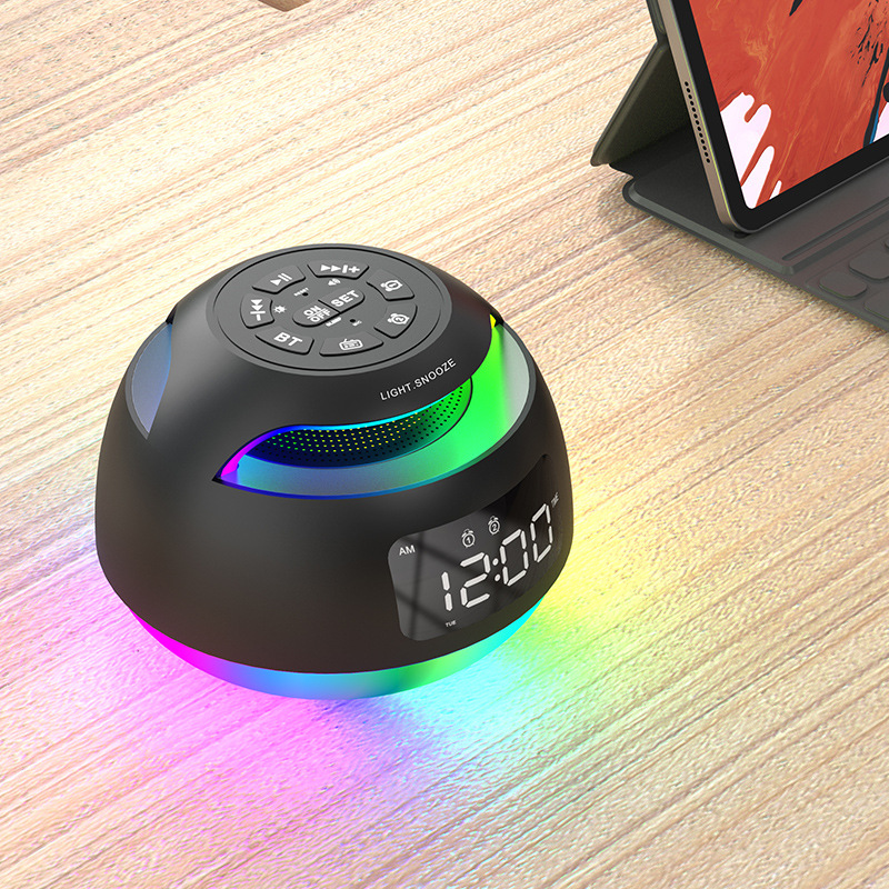 Bluetooth-Lautsprecher, LED-Radiowecker, bunter elektronischer Desktop-Wecker