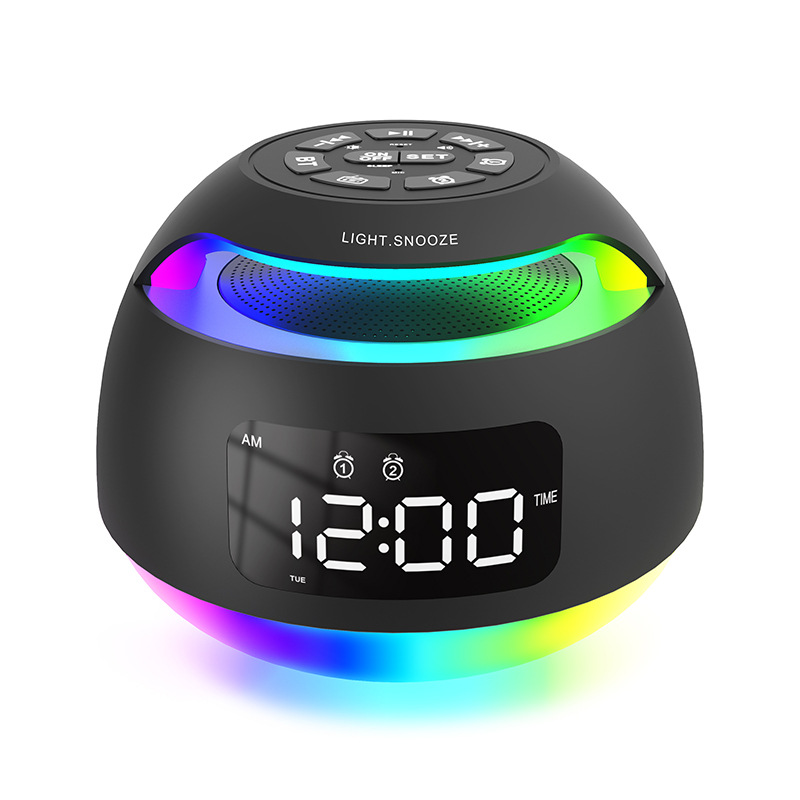 Bluetooth-Lautsprecher, LED-Radiowecker, bunter elektronischer Desktop-Wecker