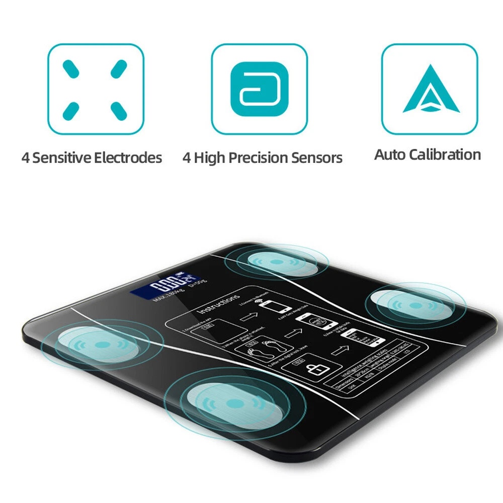 Körperfettwaage 180 kg Bluetooth Smart BMI Digitale kabellose Personenwaage