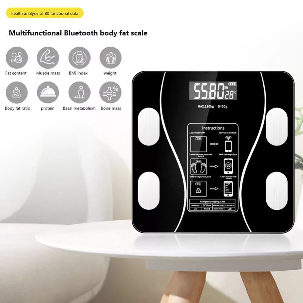 Körperfettwaage 180 kg Bluetooth Smart BMI Digitale kabellose Personenwaage