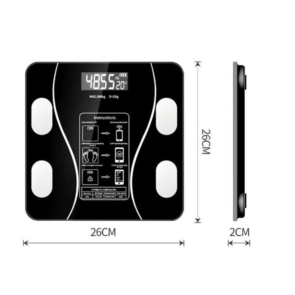 Körperfettwaage 180 kg Bluetooth Smart BMI Digitale kabellose Personenwaage