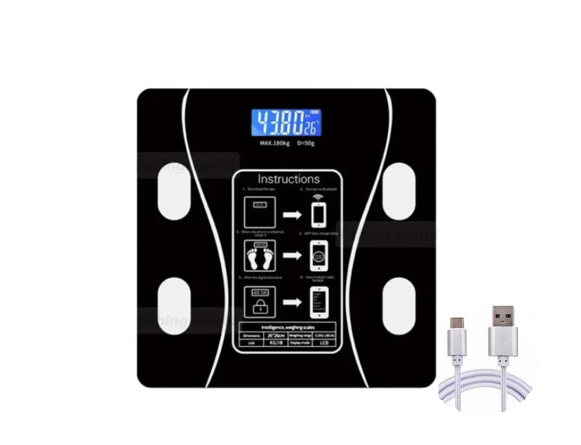 Testzsírmérleg 180 kg Bluetooth Smart BMI digitális fürdőszobai vezeték nélküli mérleg
