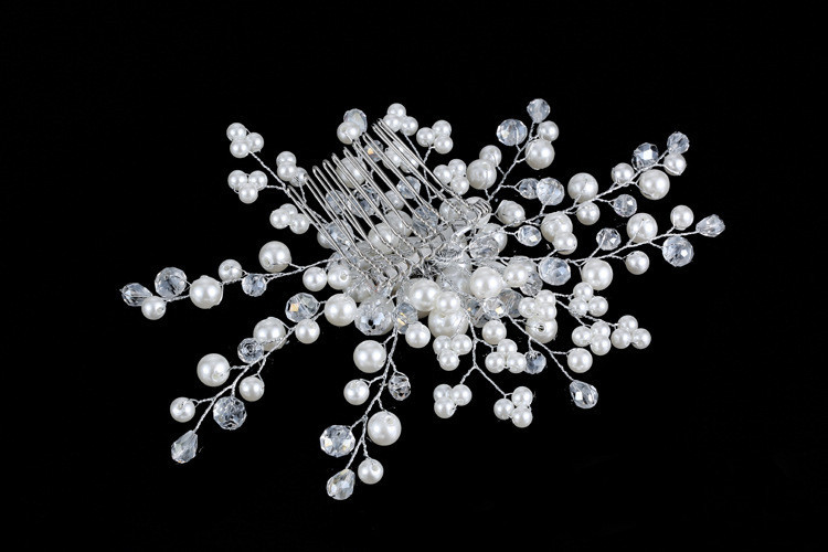 Bridal Wedding Hair Accessories Handmade Crystal String Beads Hair Comb
