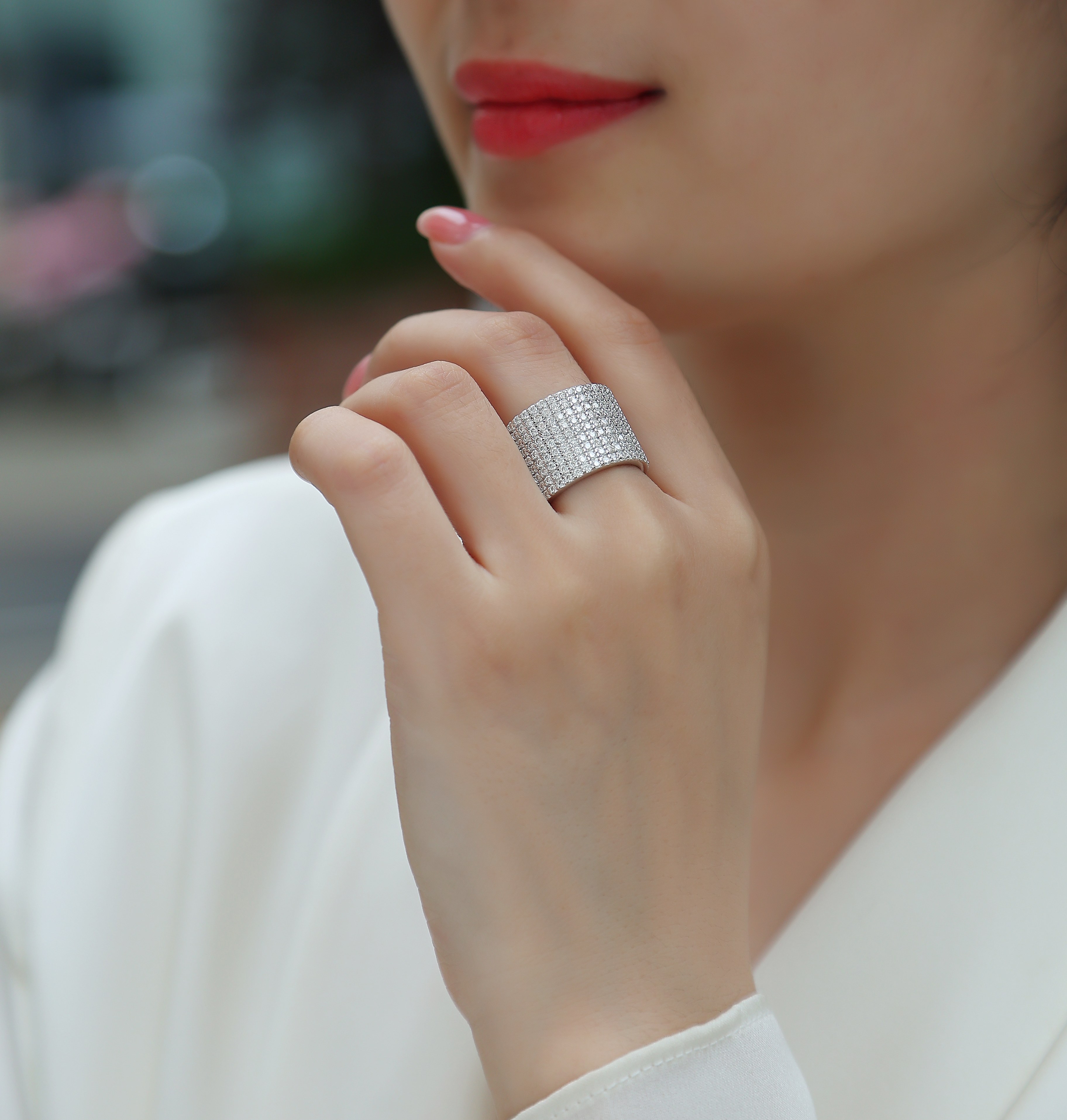 Bright Stars - A Wedding Ring Set With Top-quality Moissanite Silver And Platinum-plated