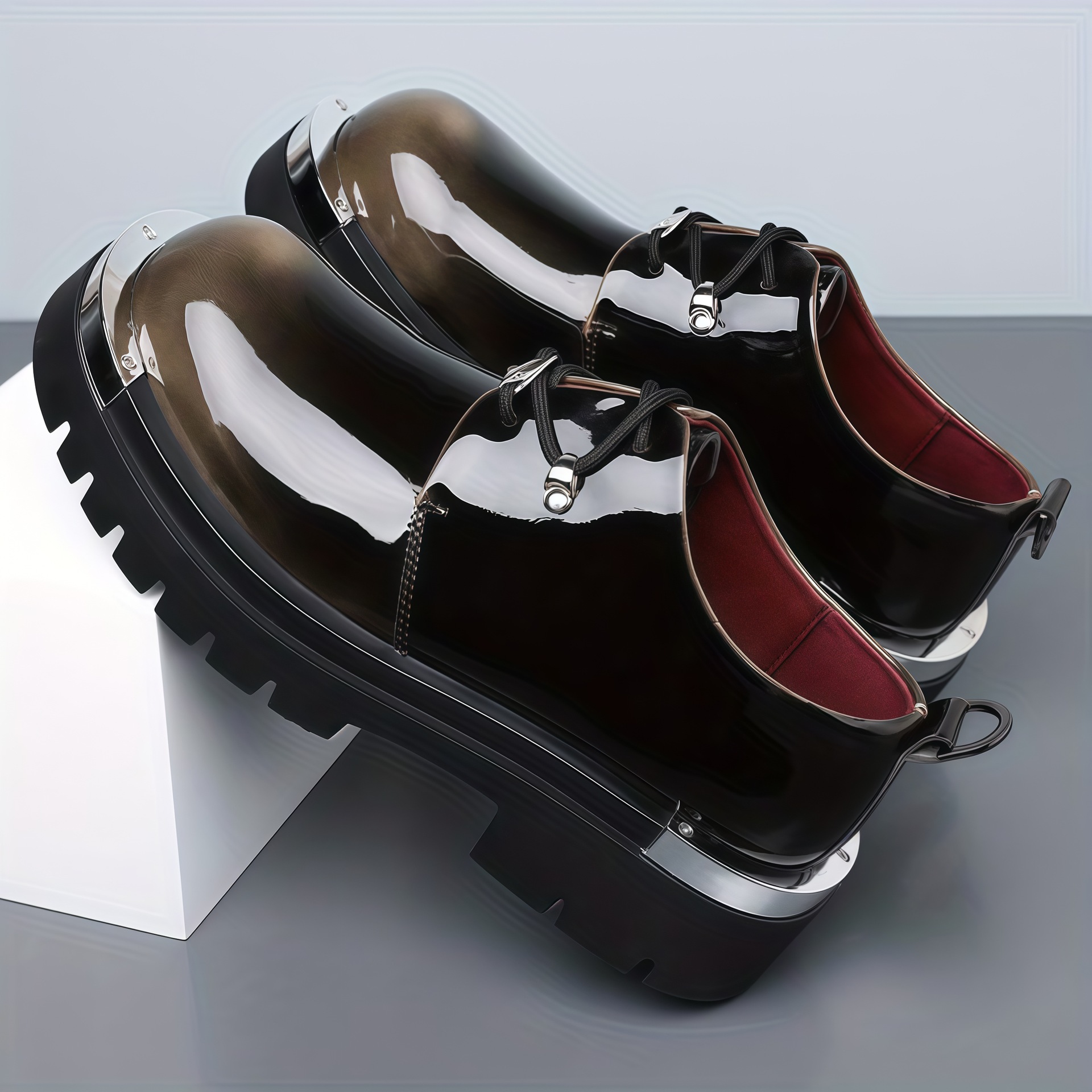British-style Large-toe Leather Shoes, Thick-soled Height-increasing Leather Shoes, Autumn