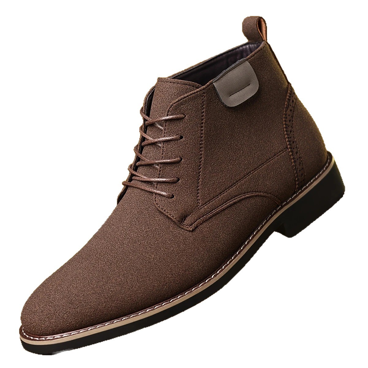 British Style Matte Leather Men's Short Boots With Laces, Business Casual Desert Boots