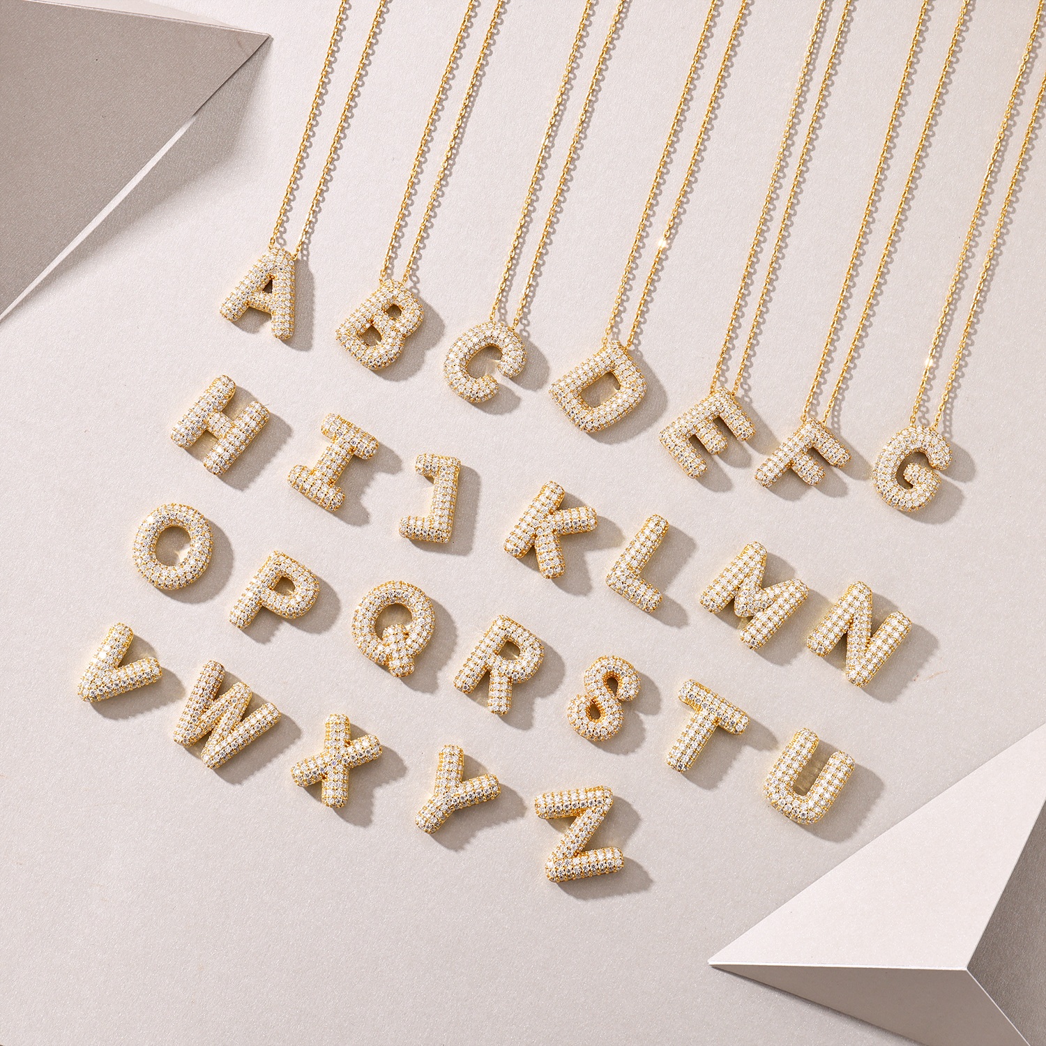 Bubble Letter -Q Luxurious And Fashionable Light Luxury Trend Jewelry Silver Pendant Set