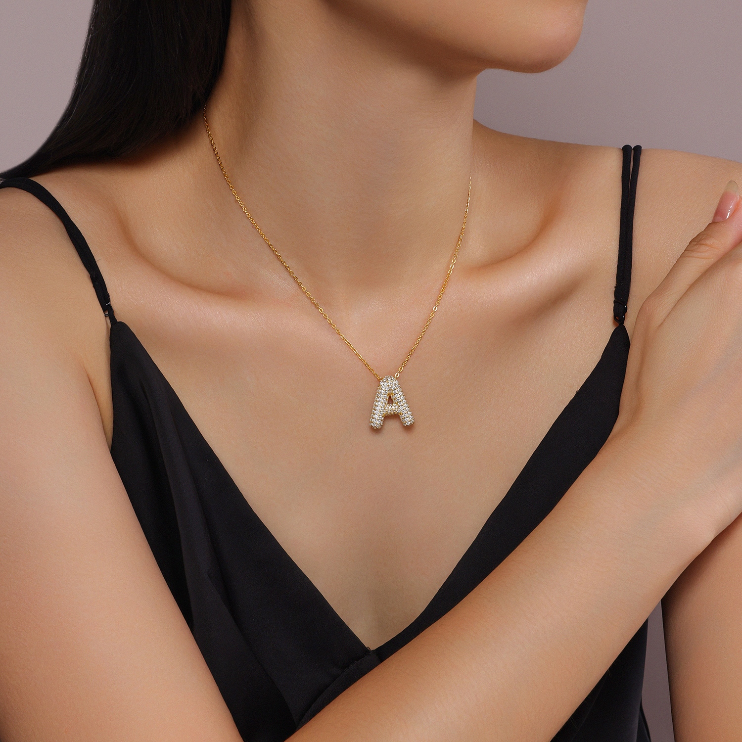 Bubble Letter -Z Luxurious And Fashionable Light Luxury Trend Jewelry Silver Pendant Set
