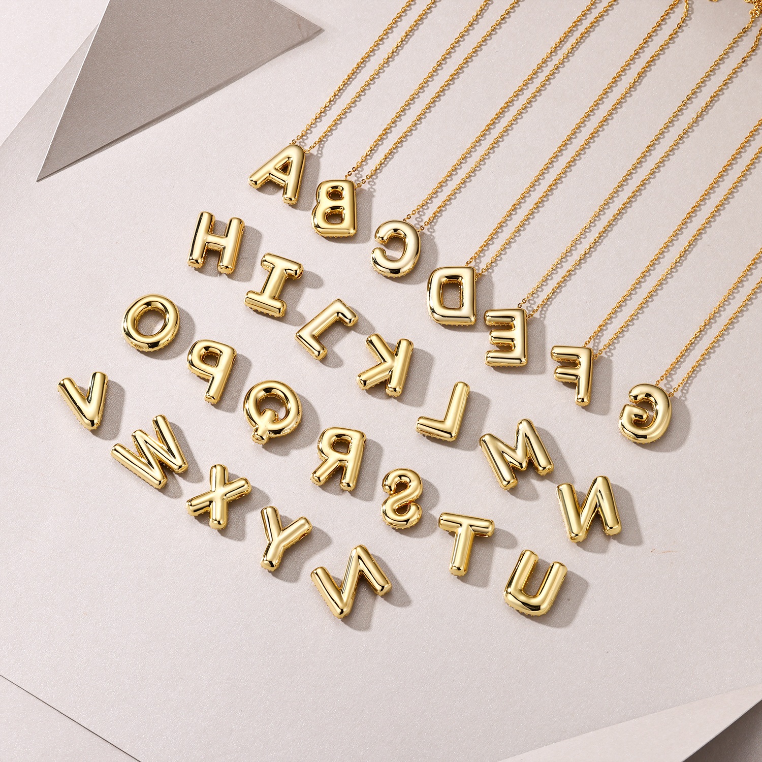 Bubble Letter -Z Luxurious And Fashionable Light Luxury Trend Jewelry Silver Pendant Set