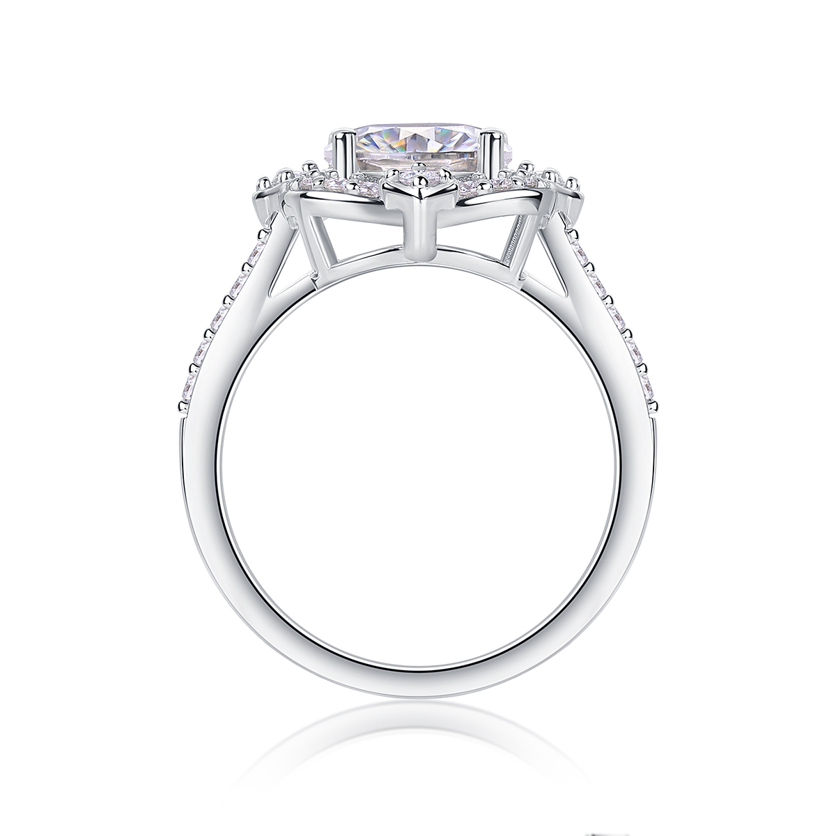 Camellia - Set With Top-quality Egg-shaped Moissanite Silver And Platinum-plated Diamond
