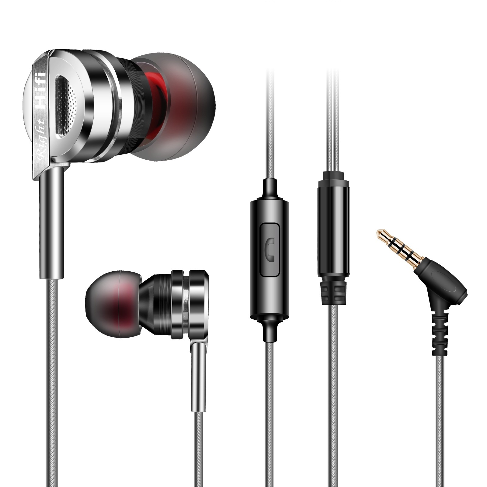 Carved All-metal Subwoofer Universal Mobile Earphone