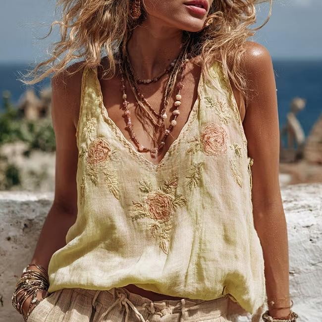 Lässige, ärmellose Damenweste im Bohemian-Resort-Stil mit 3D-Druck, lockerer Passform und U-Ausschnitt für den Export