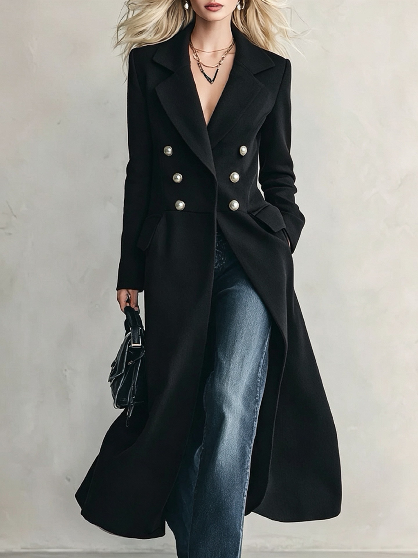 Casual Double-breasted Womens Knee-length Coat