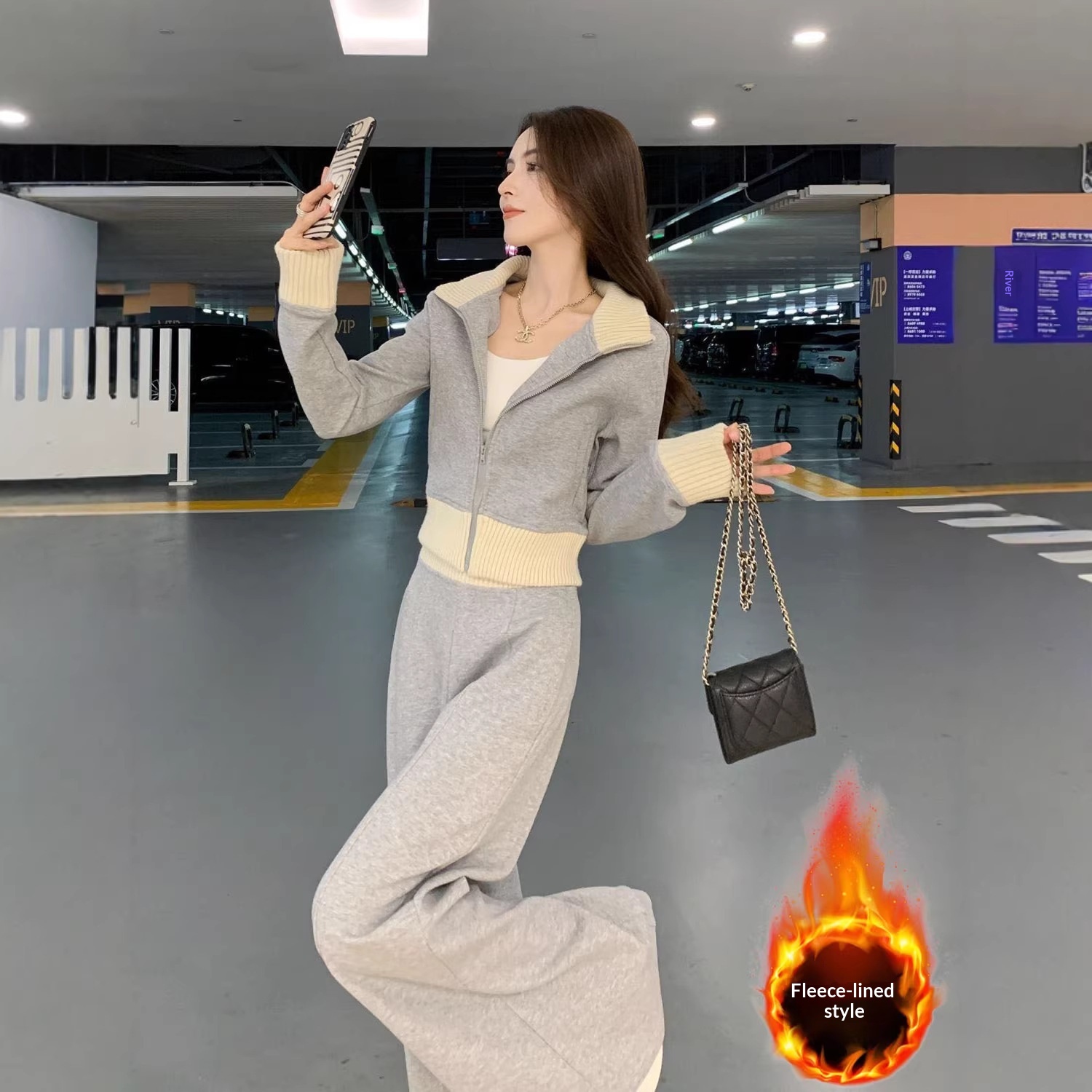 Lässiges Sportswear-Set, trendiger Kapuzenpullover und Hose mit weitem Bein, zweiteiliges Set