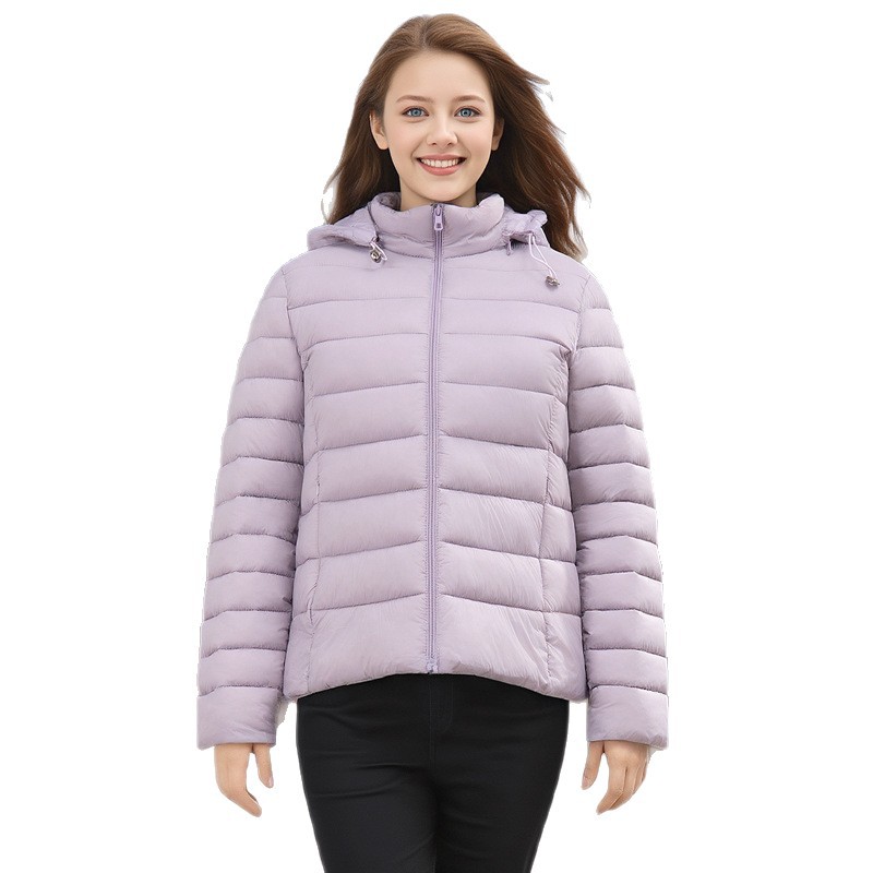 Casual Womens Fleece-Lined Hooded Short Cotton-Padded Jacket