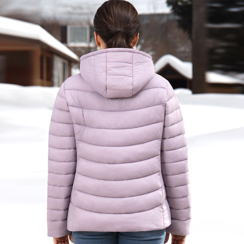 Casual Womens Fleece-Lined Hooded Short Cotton-Padded Jacket