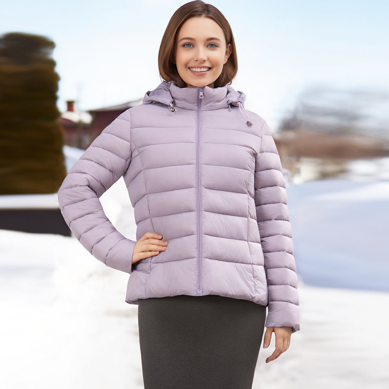 Casual Womens Fleece-Lined Hooded Short Cotton-Padded Jacket