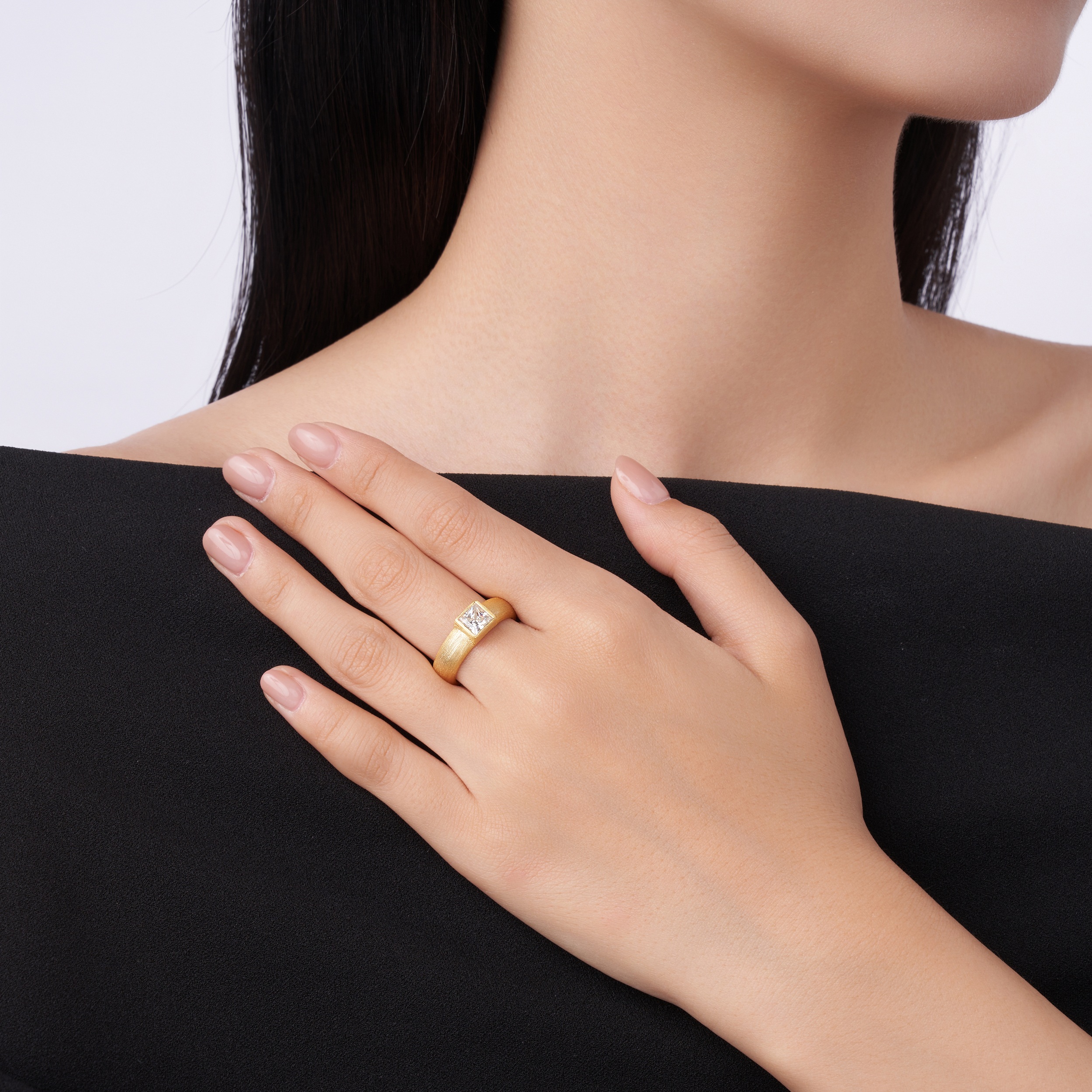 Champagne - A Luxurious And Fashionable Light Luxury Jewelry Silver Ring Set With