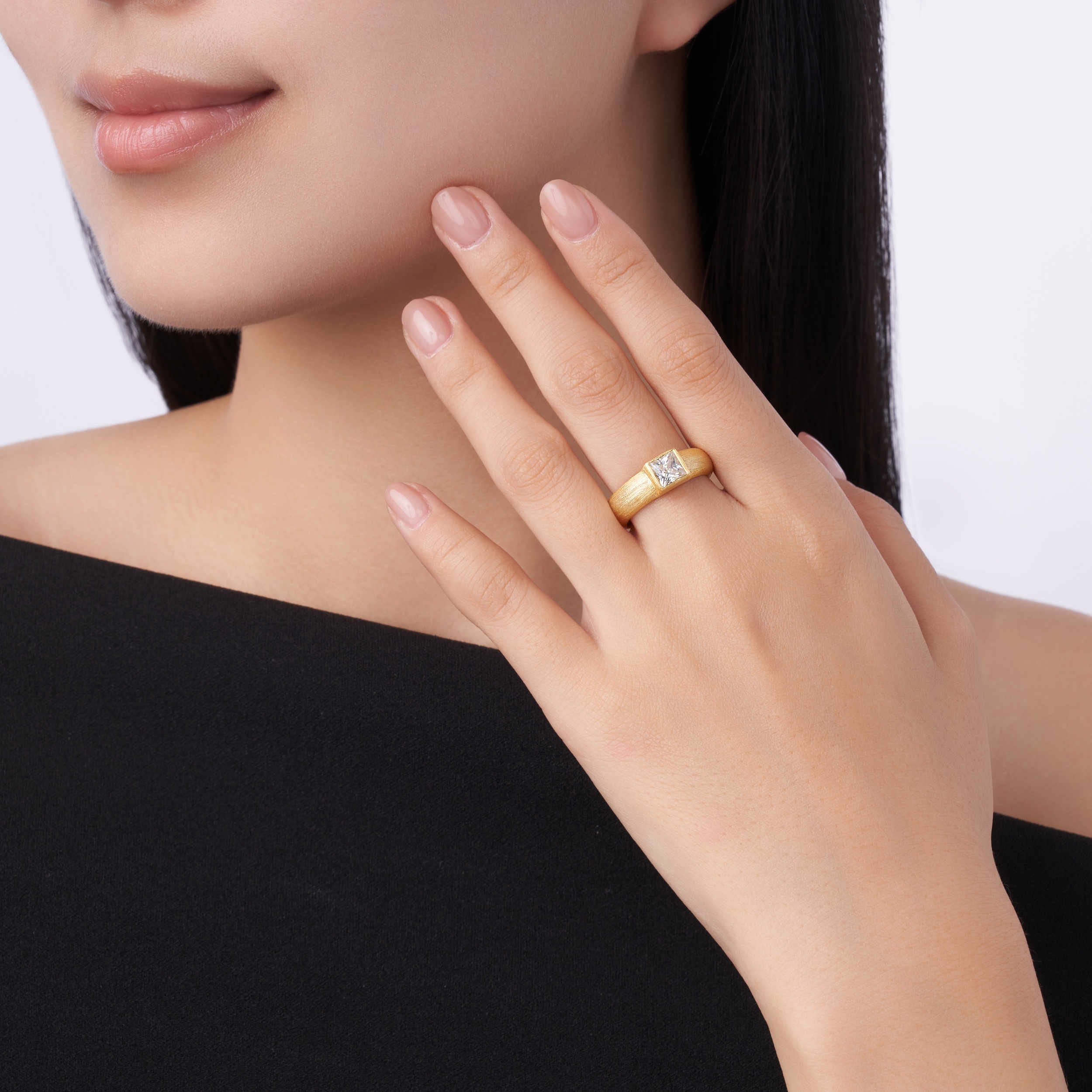 Champagne - A Luxurious And Fashionable Light Luxury Jewelry Silver Ring Set With