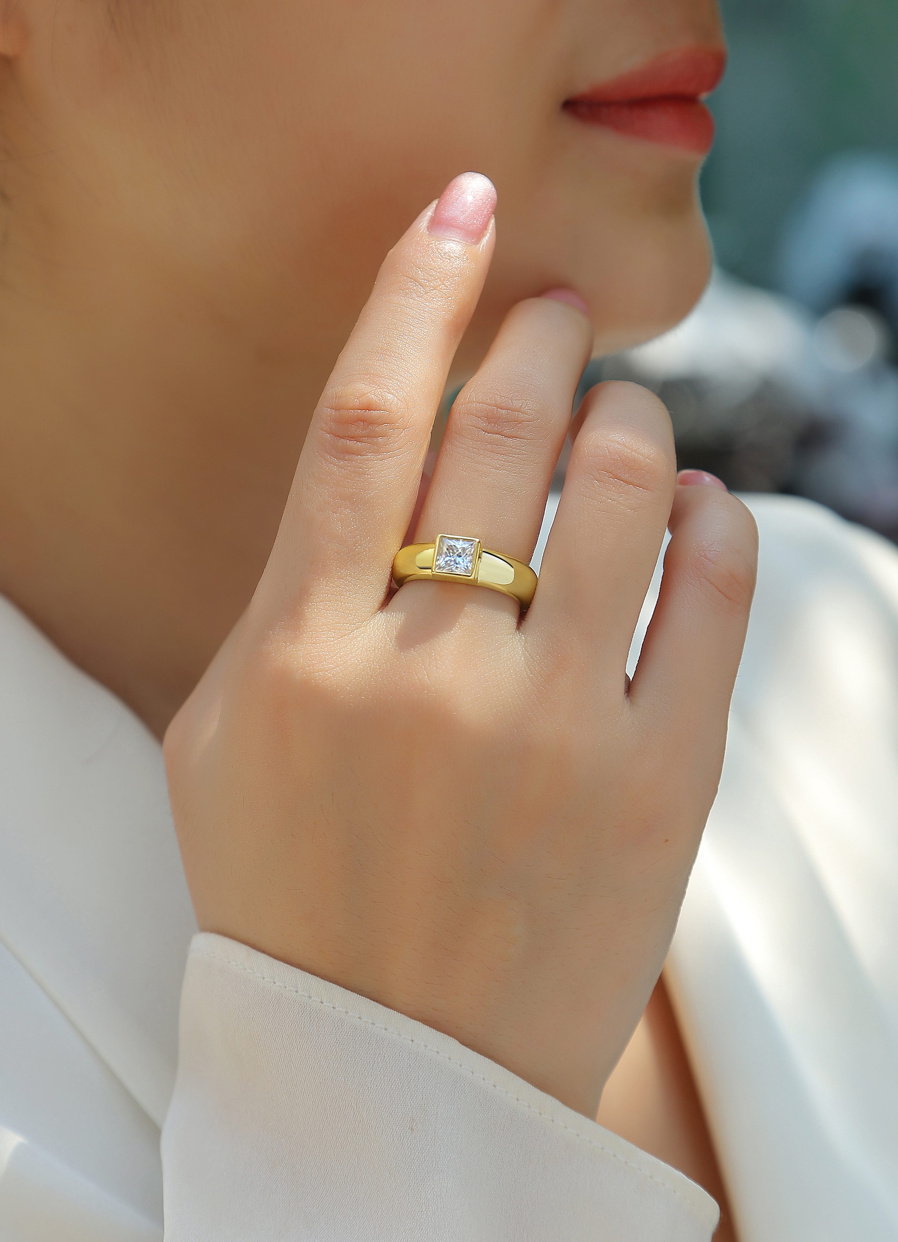 Champagne - A Luxurious And Fashionable Light Luxury Jewelry Silver Ring Set With