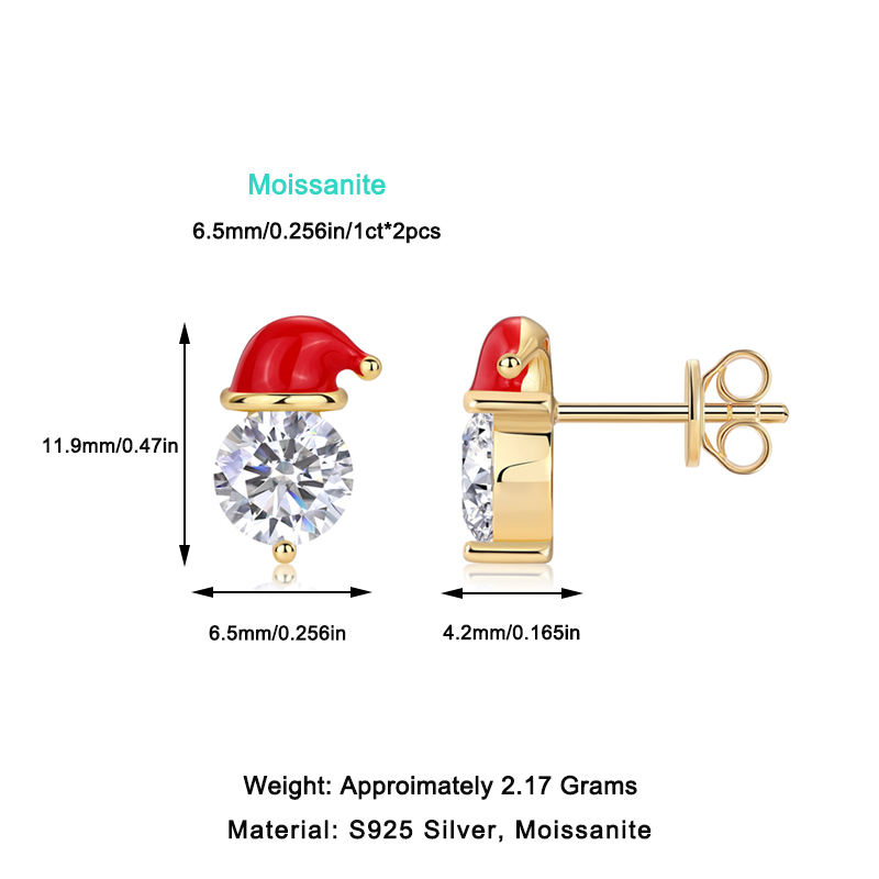 Christmas Hat - Set With Top-quality Moissanite Luxury And Fashionable Light Luxury