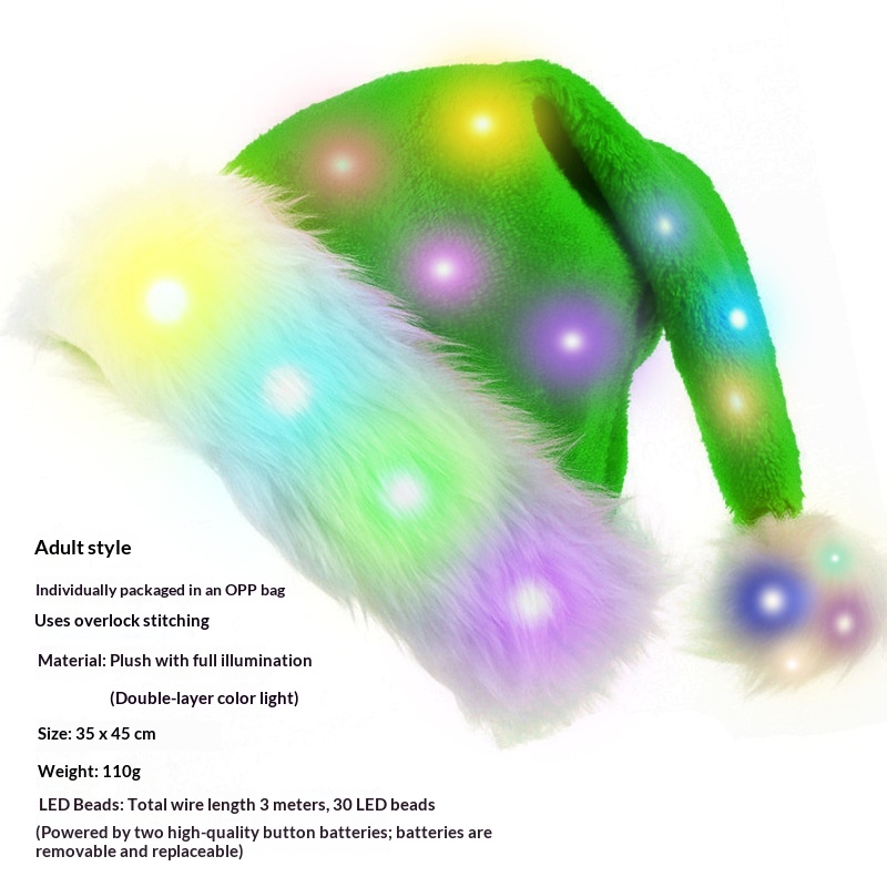 Christmas Party Plush Glowing Christmas Hat For The Elderly